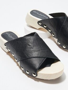 New Kelsi Dagger Gear Brooklyn Heeled Sandals Black Size 7 M Shoe Slide Studded